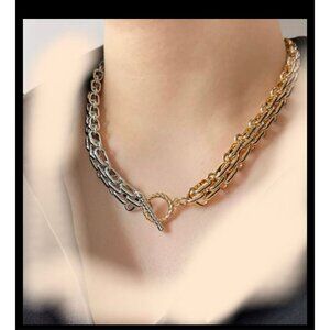 Chunky gold necklace choker silver & gold Link big chain curb statement necklace